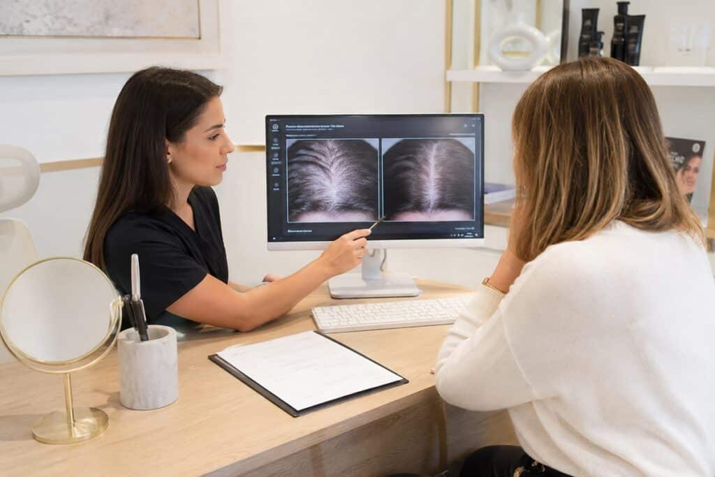 femme qui consulte un centre de tricopigmentation
