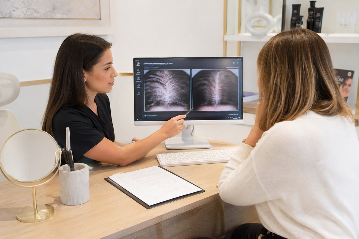 femme qui consulte un centre de tricopigmentation